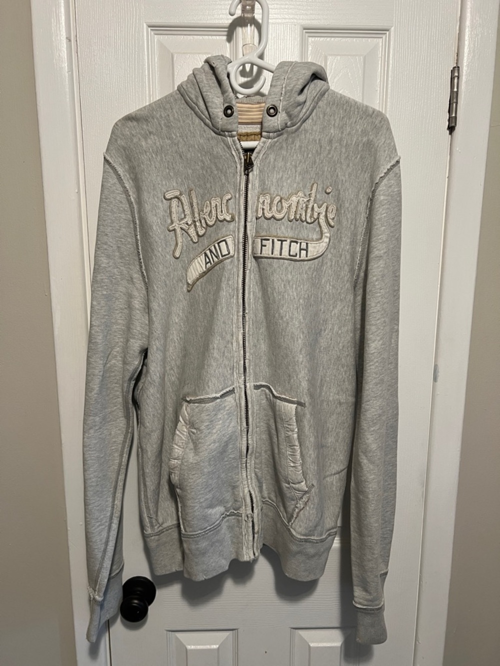 Abercrombie & Fitch Heather Gray Full-Zip Hoodie